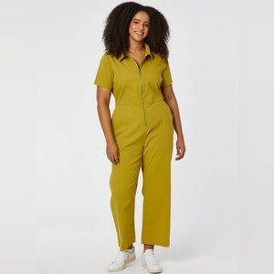 Short Sleeve Collared Boilersuit - Olive - US Size 8